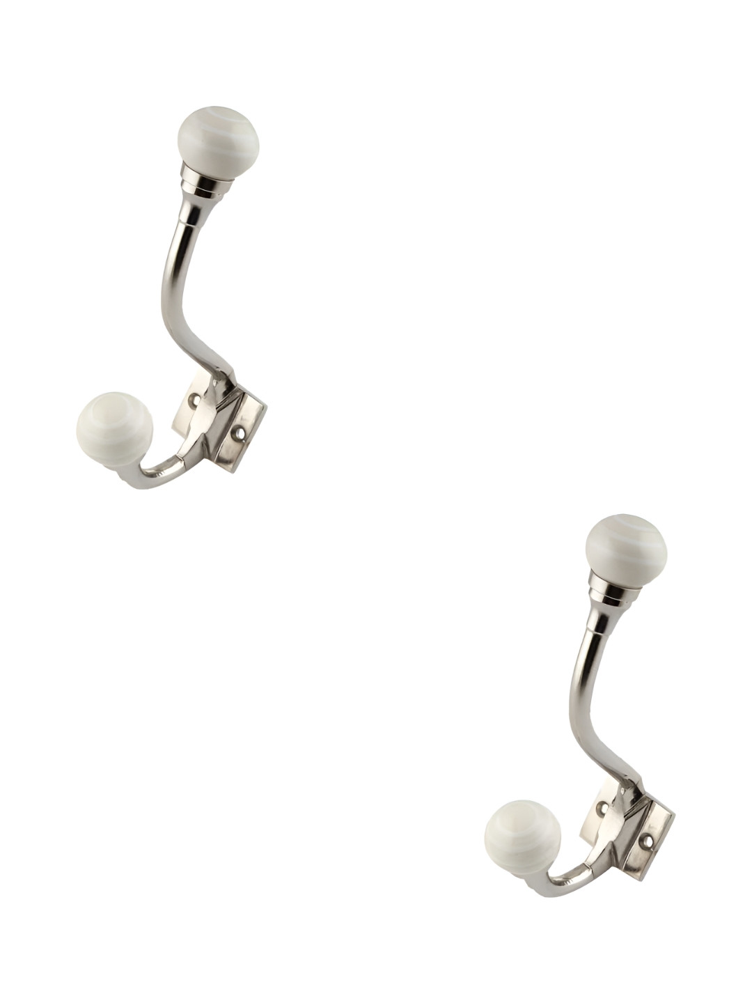 

IndianShelf Cream-Coloured 2 Pieces Ceramic Stripped Wall Hangers Key Hooks