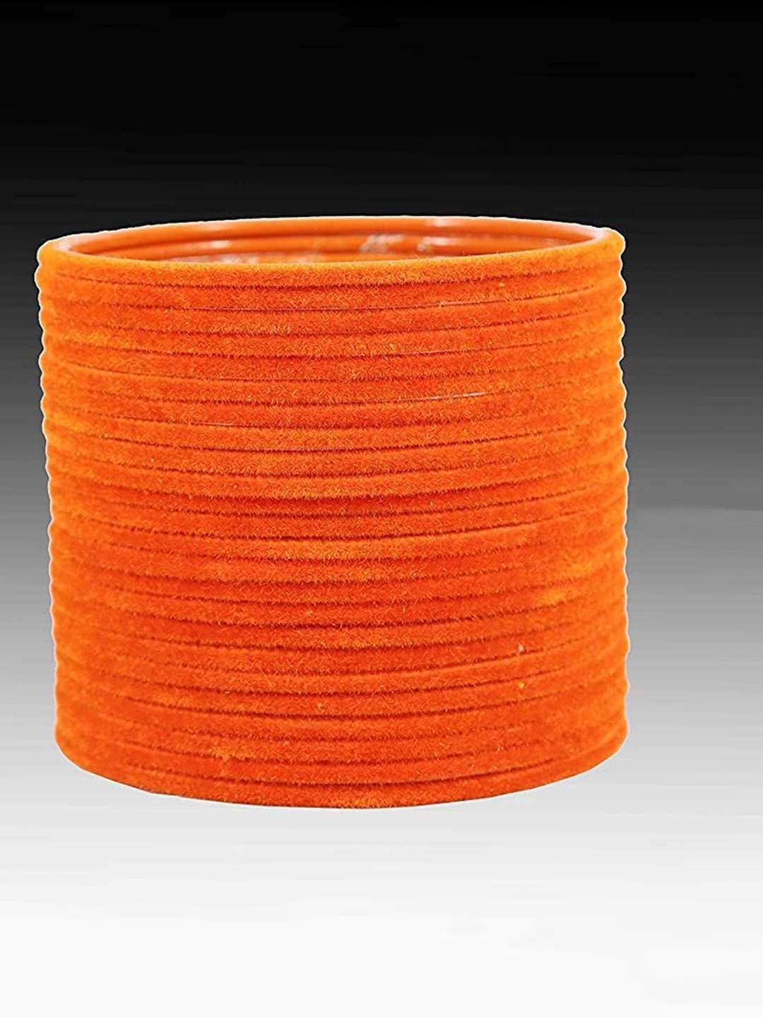 

ZULKA Set of 48 Plain Velvet Finish Metal Bangle, Orange