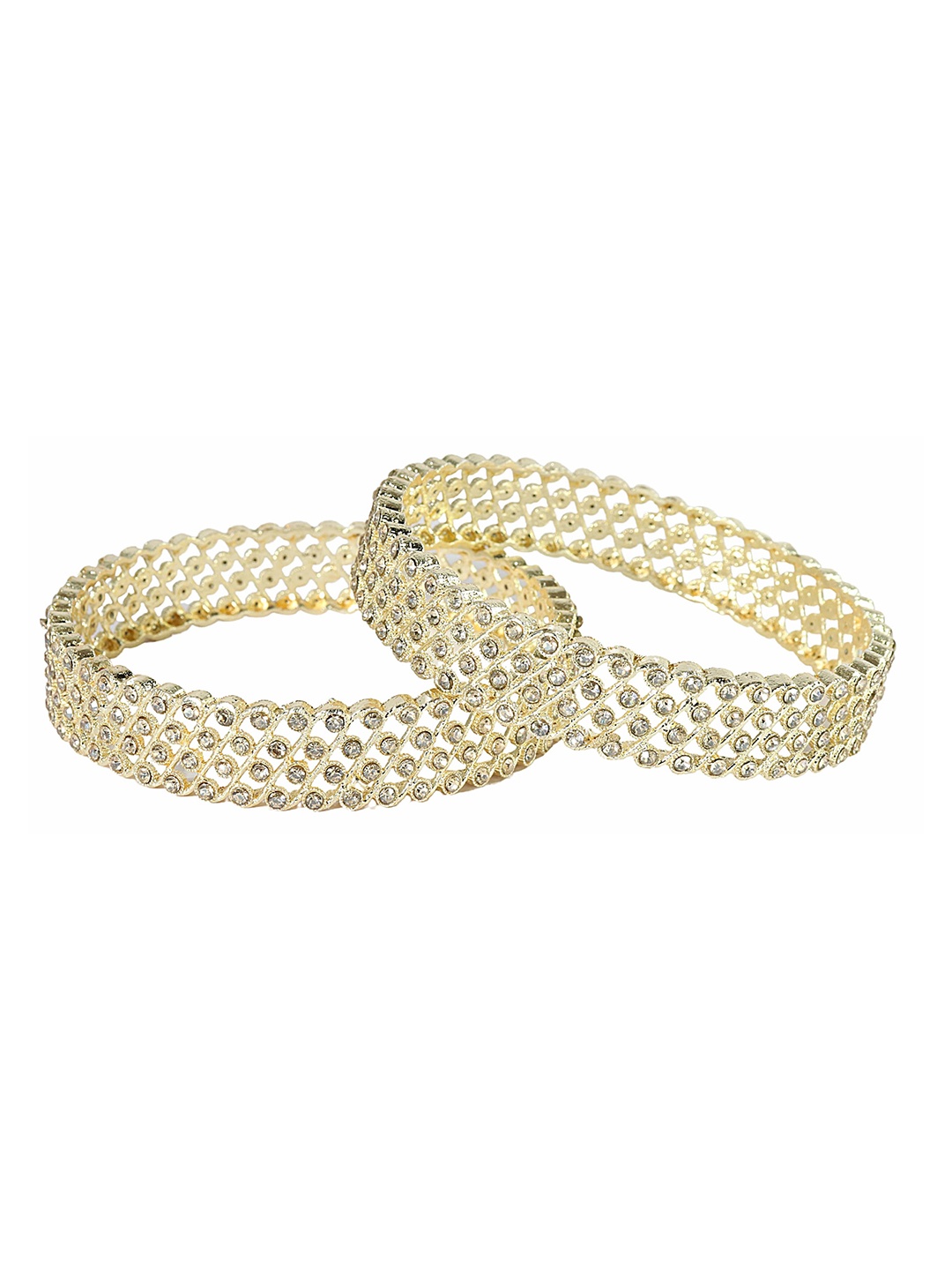 

ZULKA Set Of 2 Gold Plated CZ Stone Studded Bangles