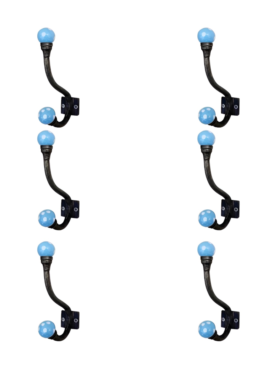 

IndianShelf Black & Blue 6 Pieces Dot Printed Ceramic Wall Hooks