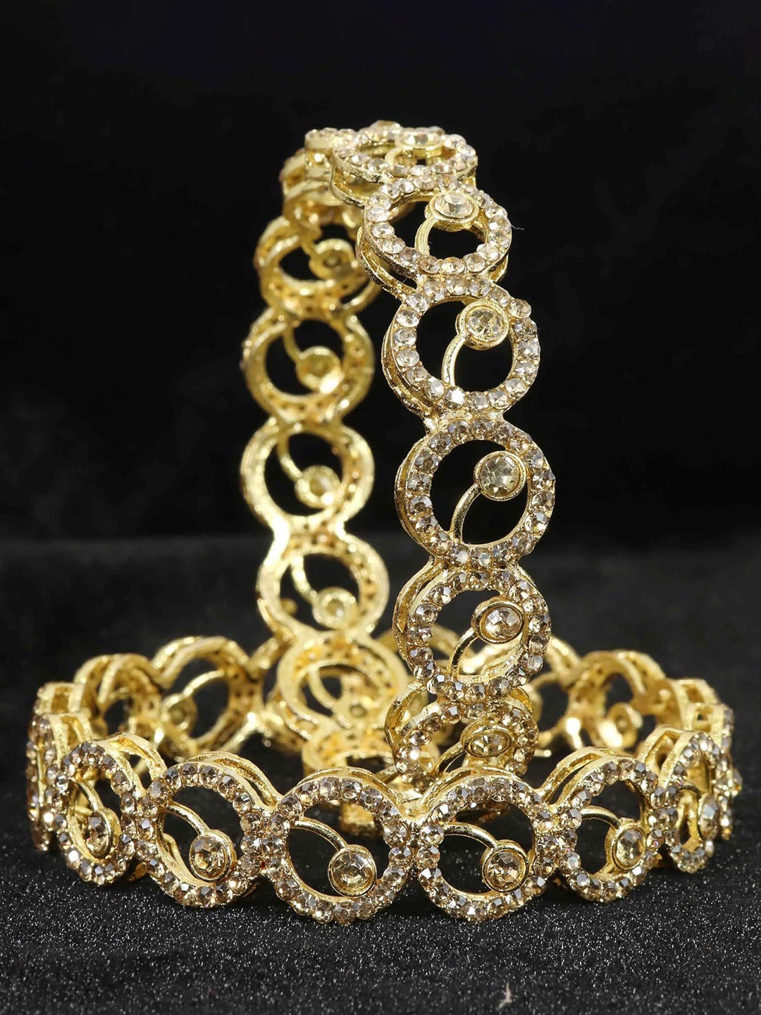

ZULKA Set of 2 Gold Plated American Diamond Metal Bangles