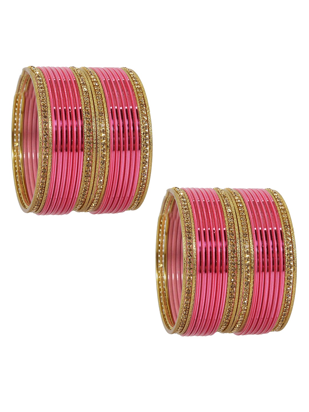 

ZULKA Set of 28 Metal Base and Zircon Gemstone Bangle, Pink