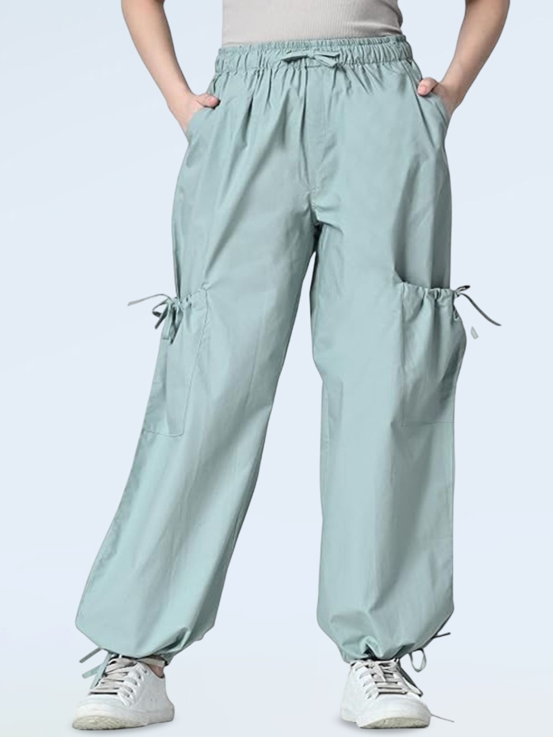 

OWL MINK Women Comfort Parachute Trousers, Green