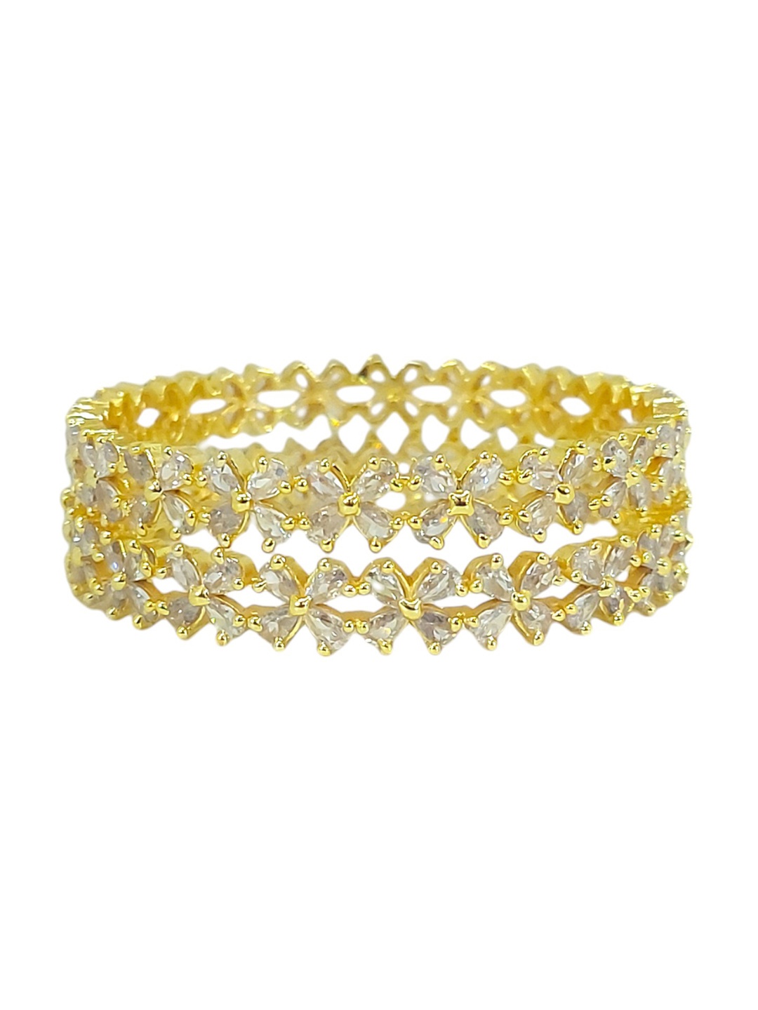 

CHRISHAN Set Of 2 Gold-Plated Crystal Studded Bangles