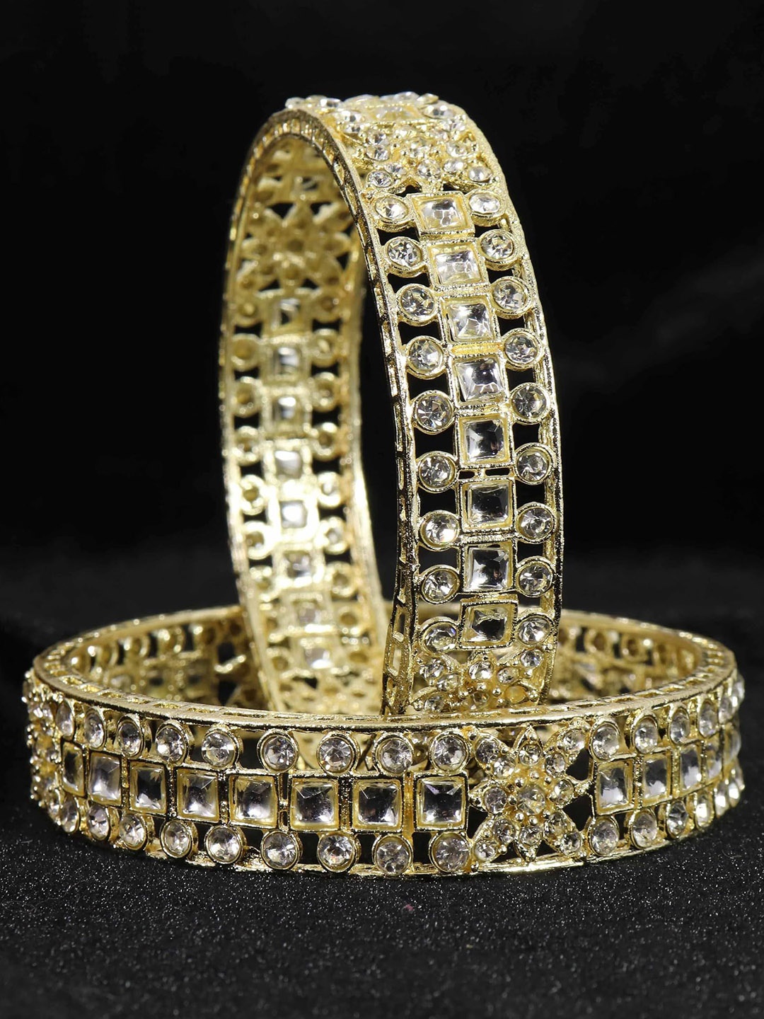 

ZULKA Set Of 2 Gold Plated AD-Studded Kada Bangles