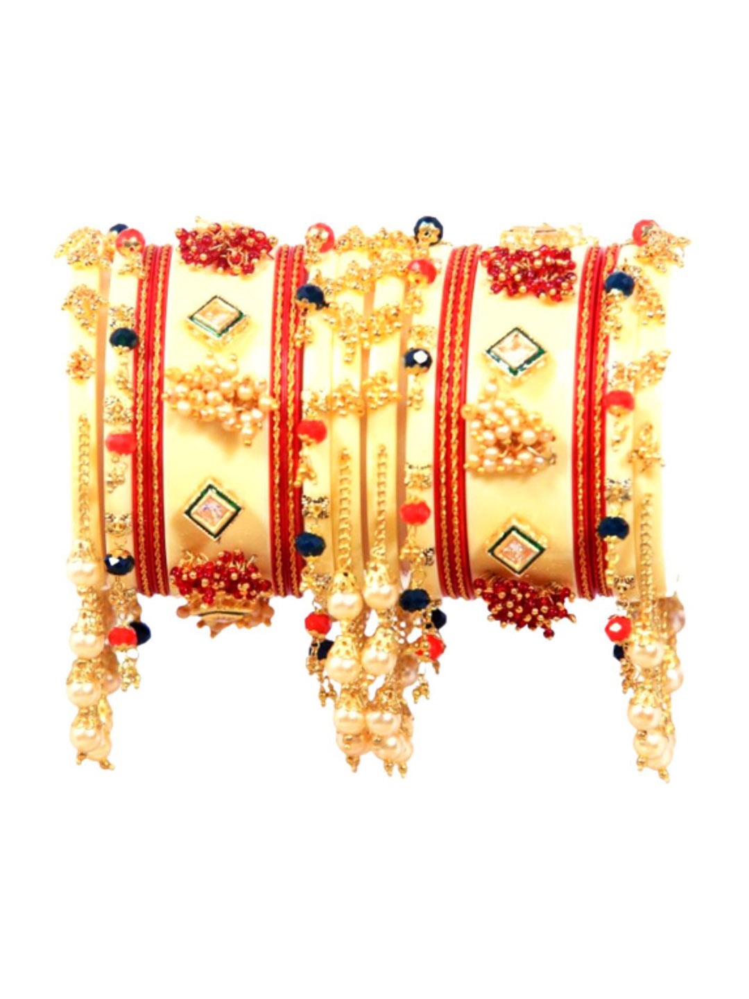 

Align Set Of 18 Stone-Studded & Beaded Bangles, Gold