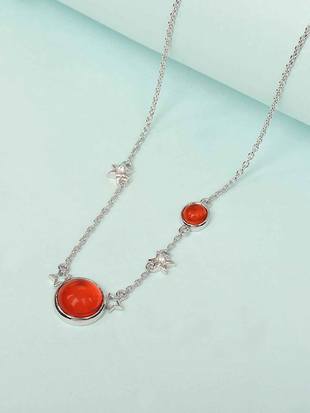 

Mia by Tanishq Stellar Flame 925 Sterling Silver-Plated Cubic Zirconia Studded Chain