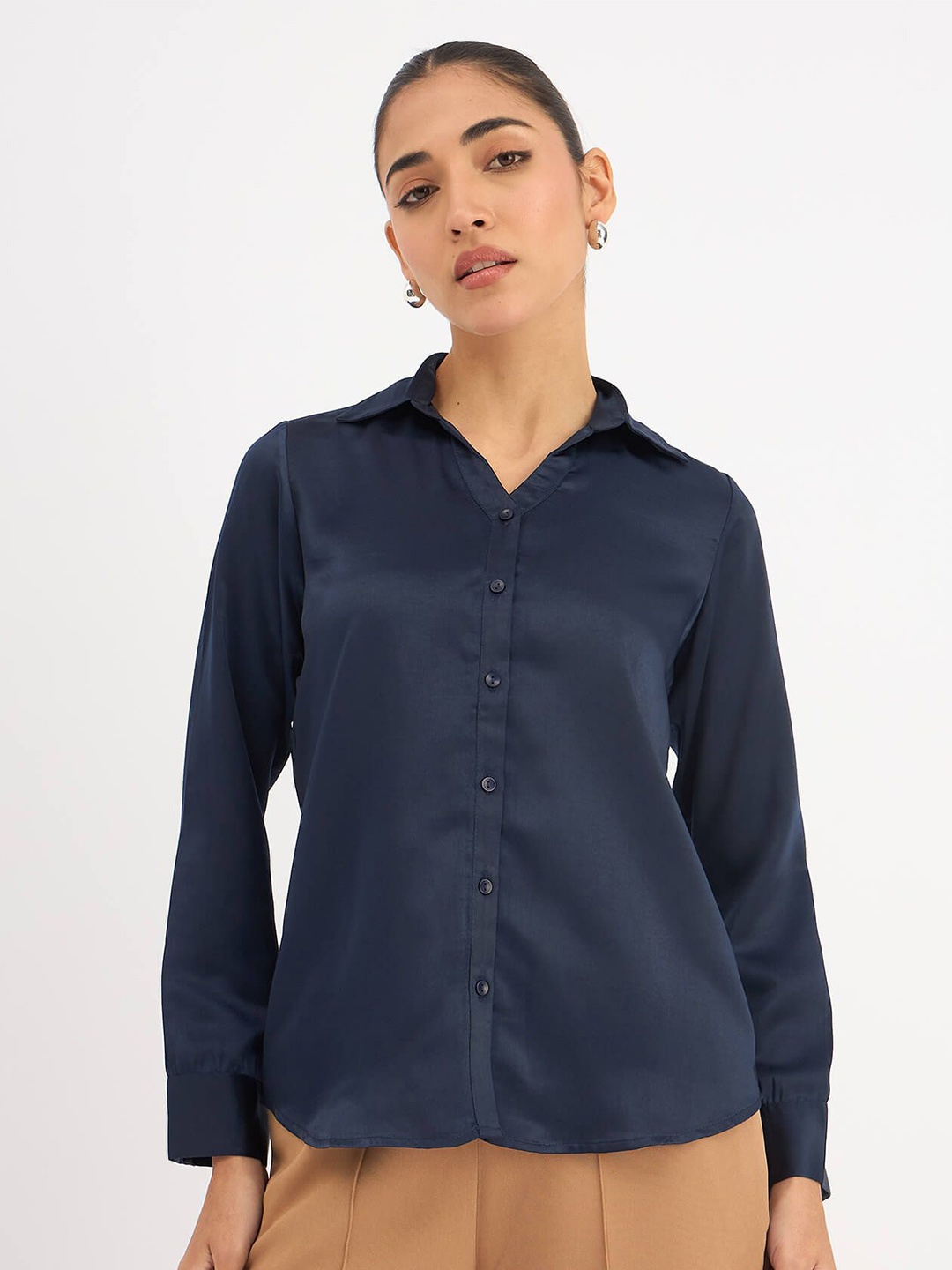 

SALT ATTIRE Women Shirt Collar Shirt Style Top, Blue