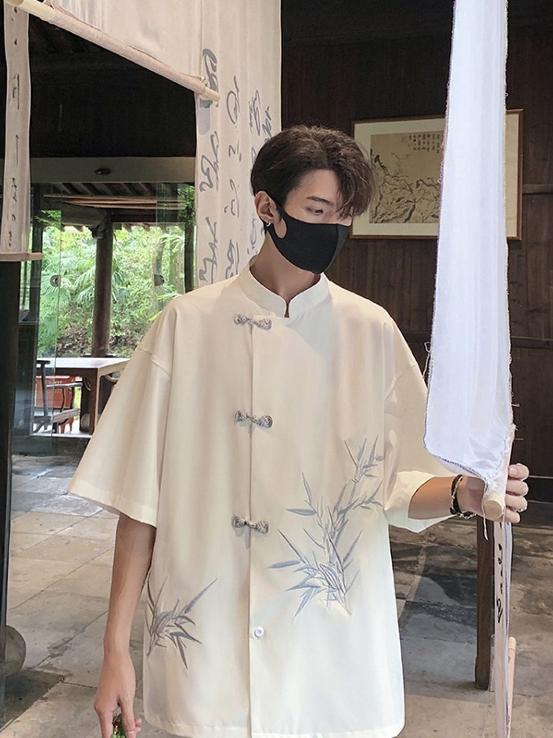 

HERE&NOW Men Original Floral Printed Oversized Casual Shirt, Cream