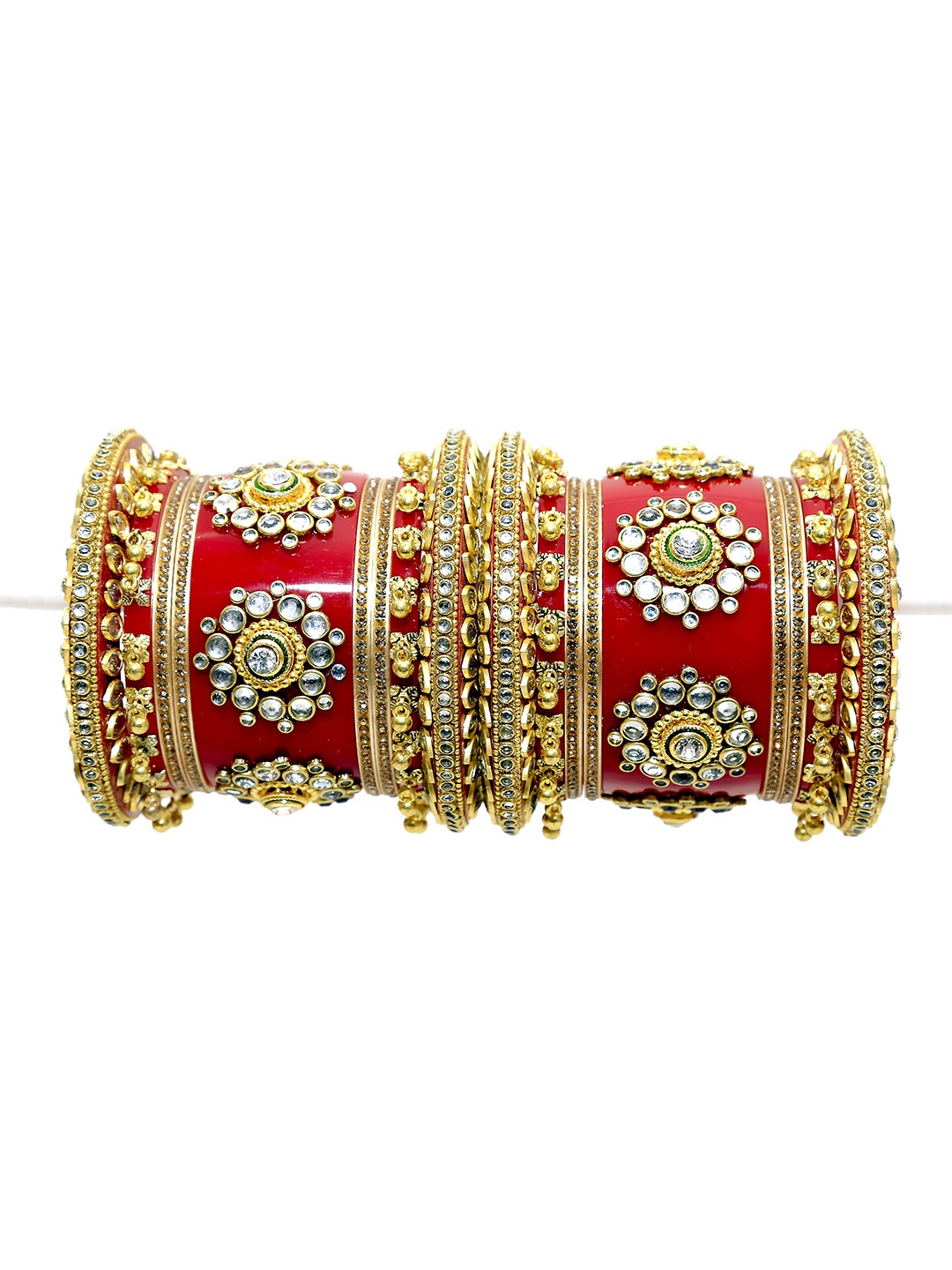 

Align Set Of 2 Gold-Plated Stones-Studded Chuda Bangles
