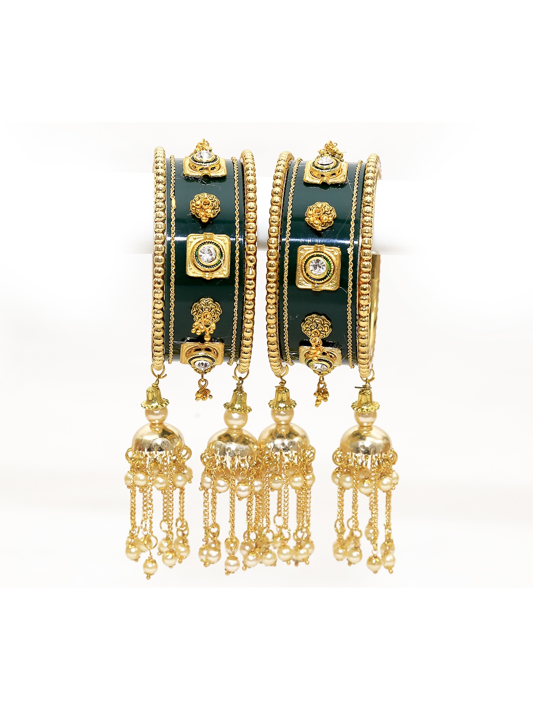 

Align Set Of 2 Gold-Plated Stone Studded & Beaded Bangles