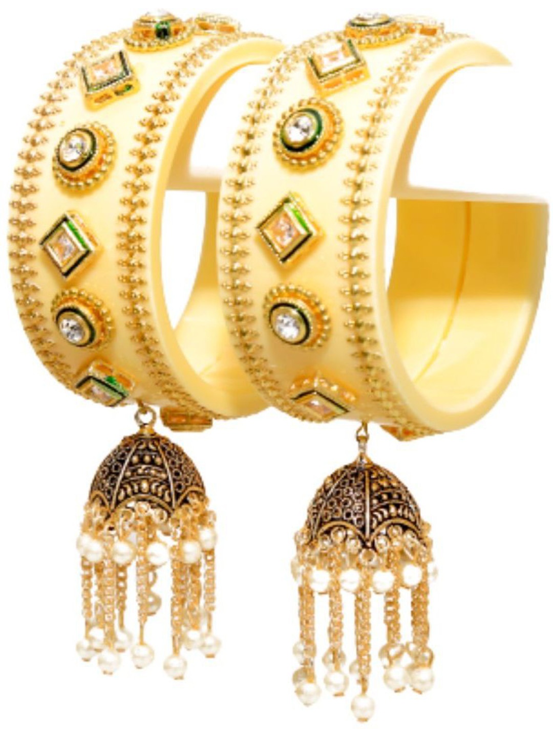 

Align Set Of 2 Gold-Plated Stones-Studded & Beaded Bangles