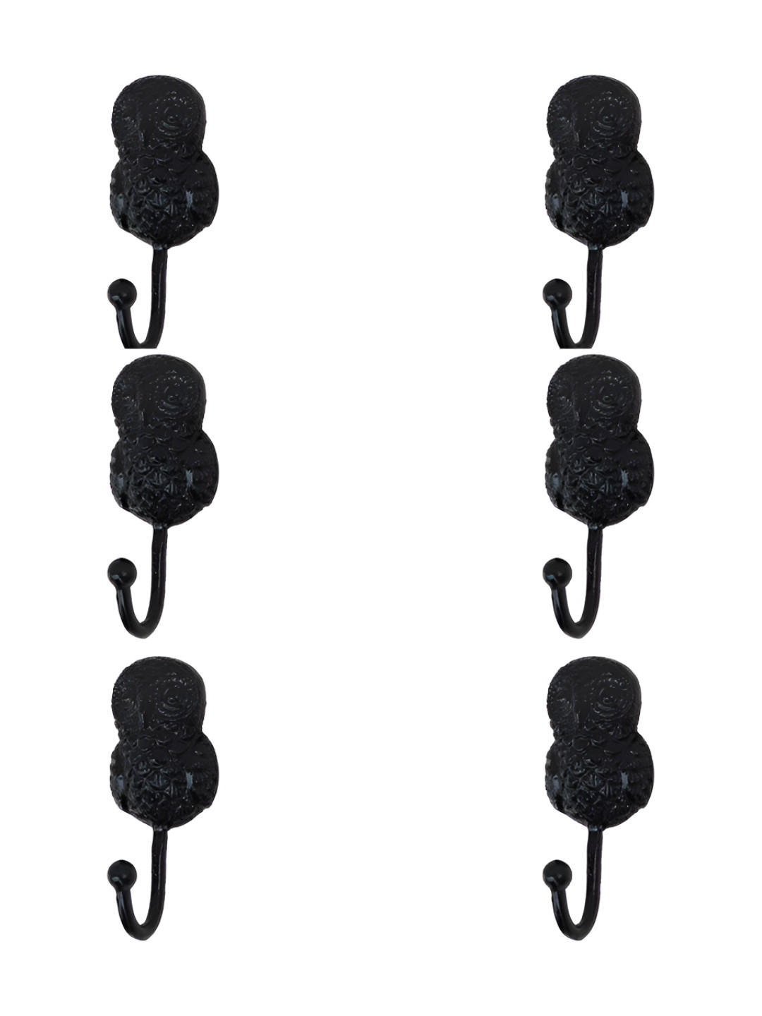 

IndianShelf Black 6 Pieces Owl Textured Ceramic Wall Hooks
