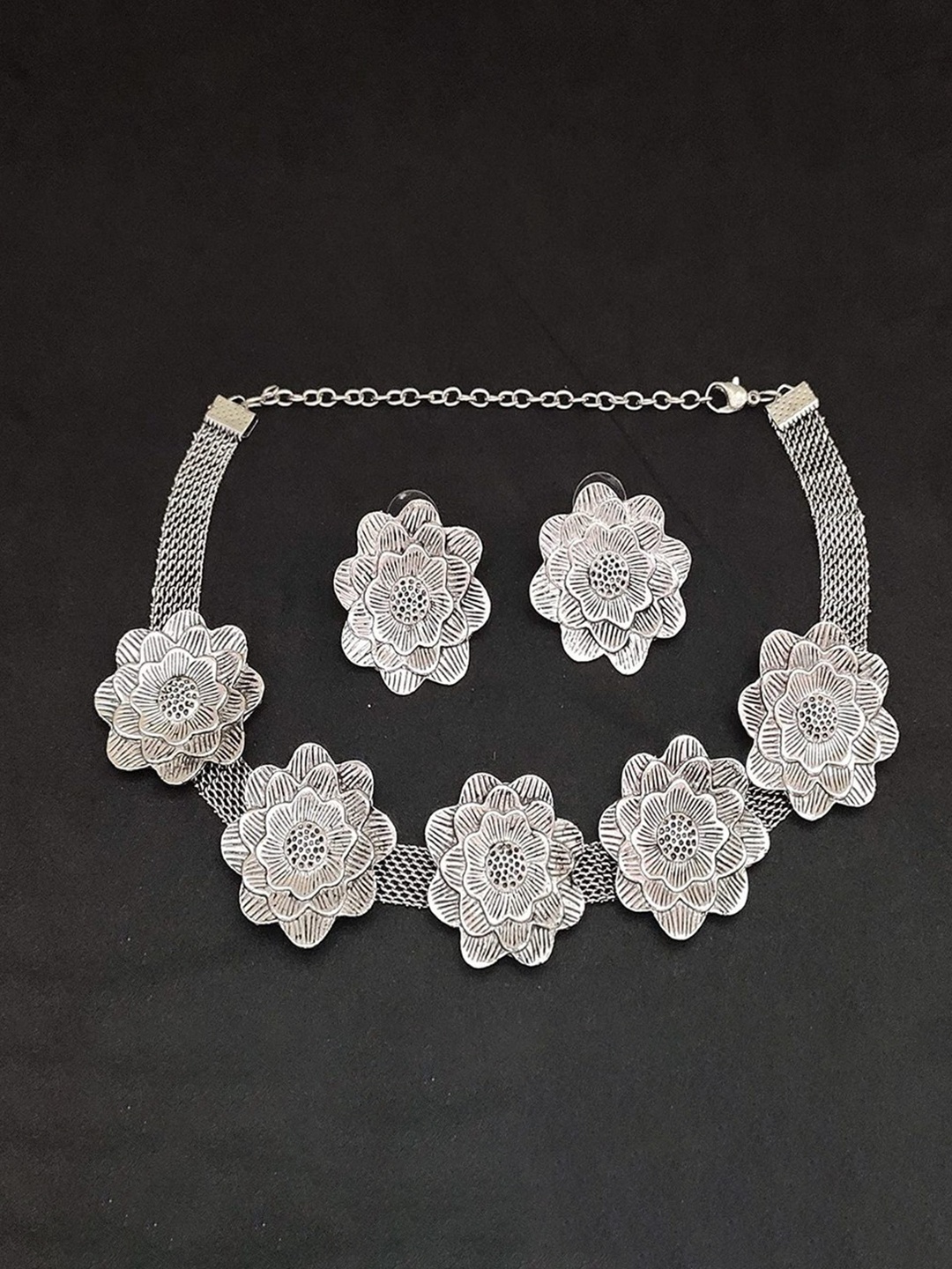 

SUNHARI Silver-Plated Oxidised Jewellery Set