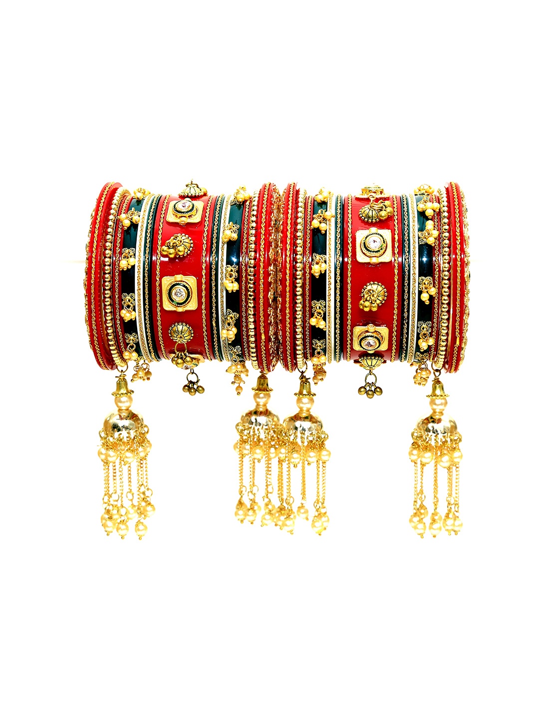 

Align Set Of 2 Gold-Plated Stones-Studded & Beaded Bangles