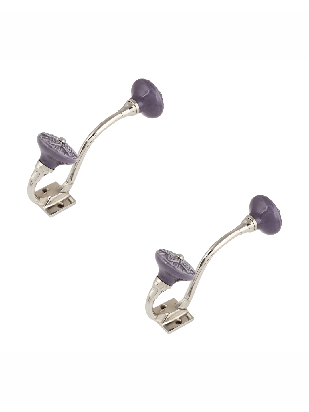 

IndianShelf 2 Pcs Ceramic Wheel Cloth Hanger for Wall Hooks for Kitchen, Purple
