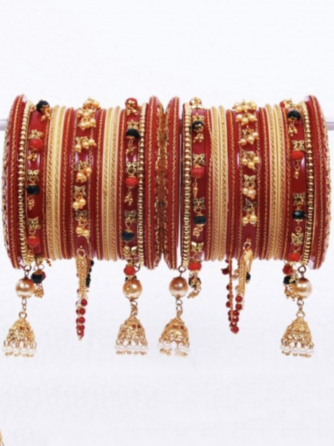 

Align Set Of 32 Gold-toned Bangles with Hanging, Red