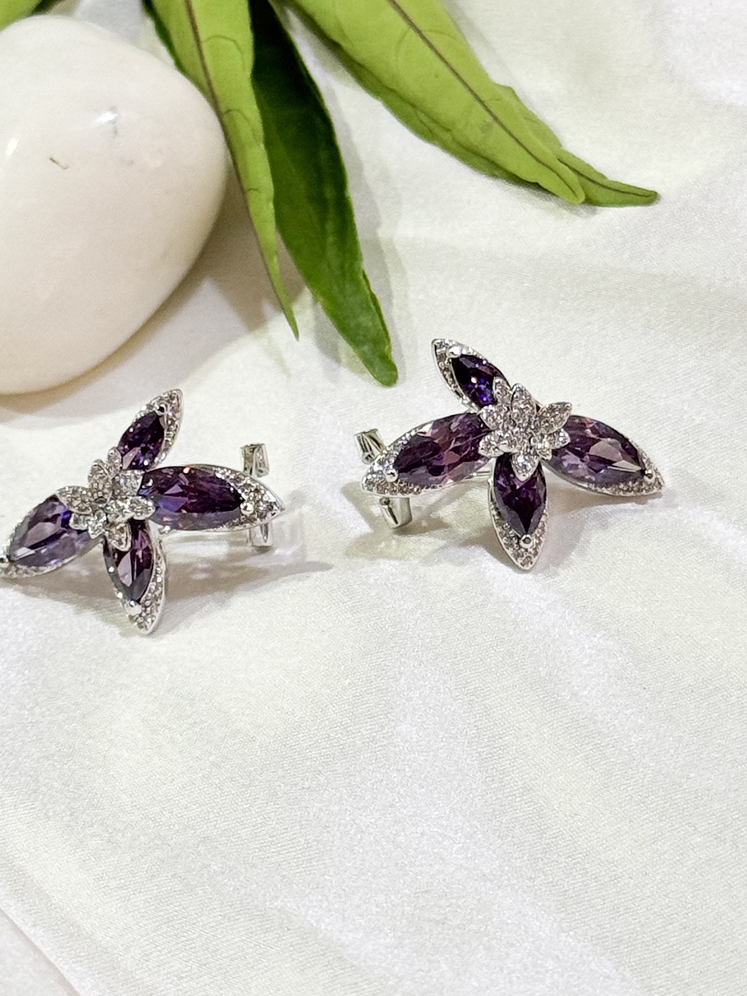 

The Jewellery Tale Silver-Plated Stone Studded Contemporary Studs