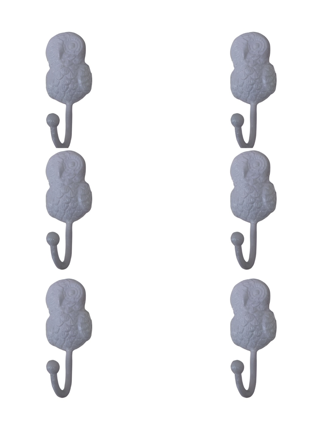 

IndianShelf White 6 Pieces Iron Owl Wall Hooks