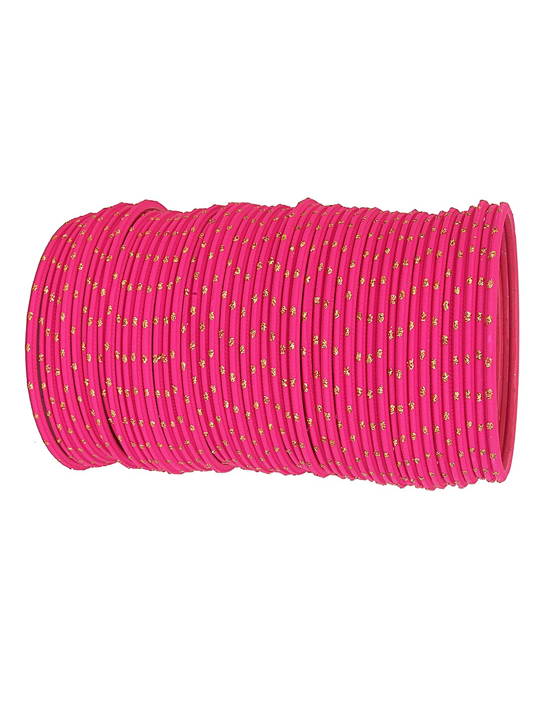 

ZULKA Set of 48 Metal with Polka Dots Bangles, Pink