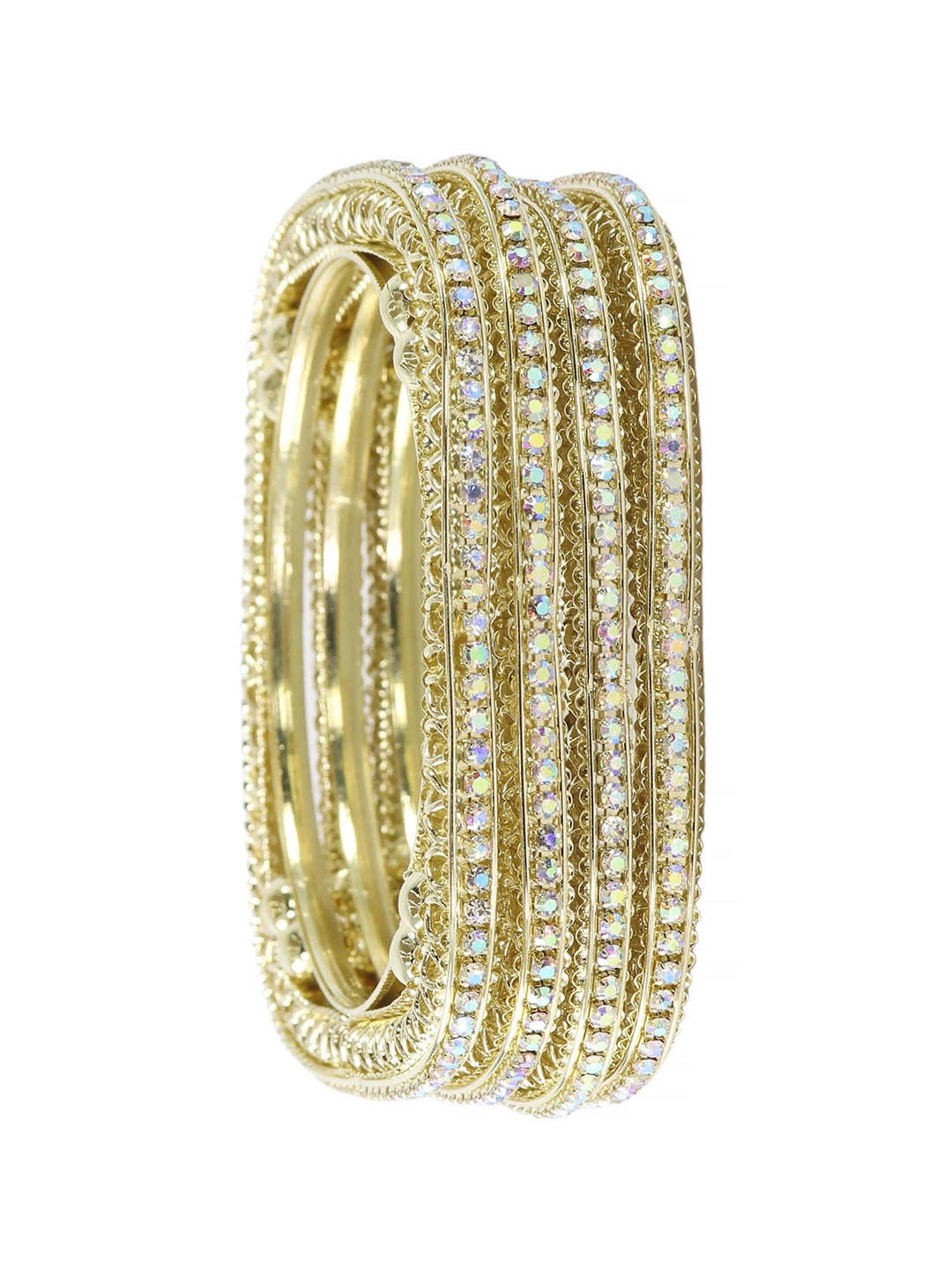 

ZULKA Set of 4 Zircon Studded Square Shaped Bangles, Gold