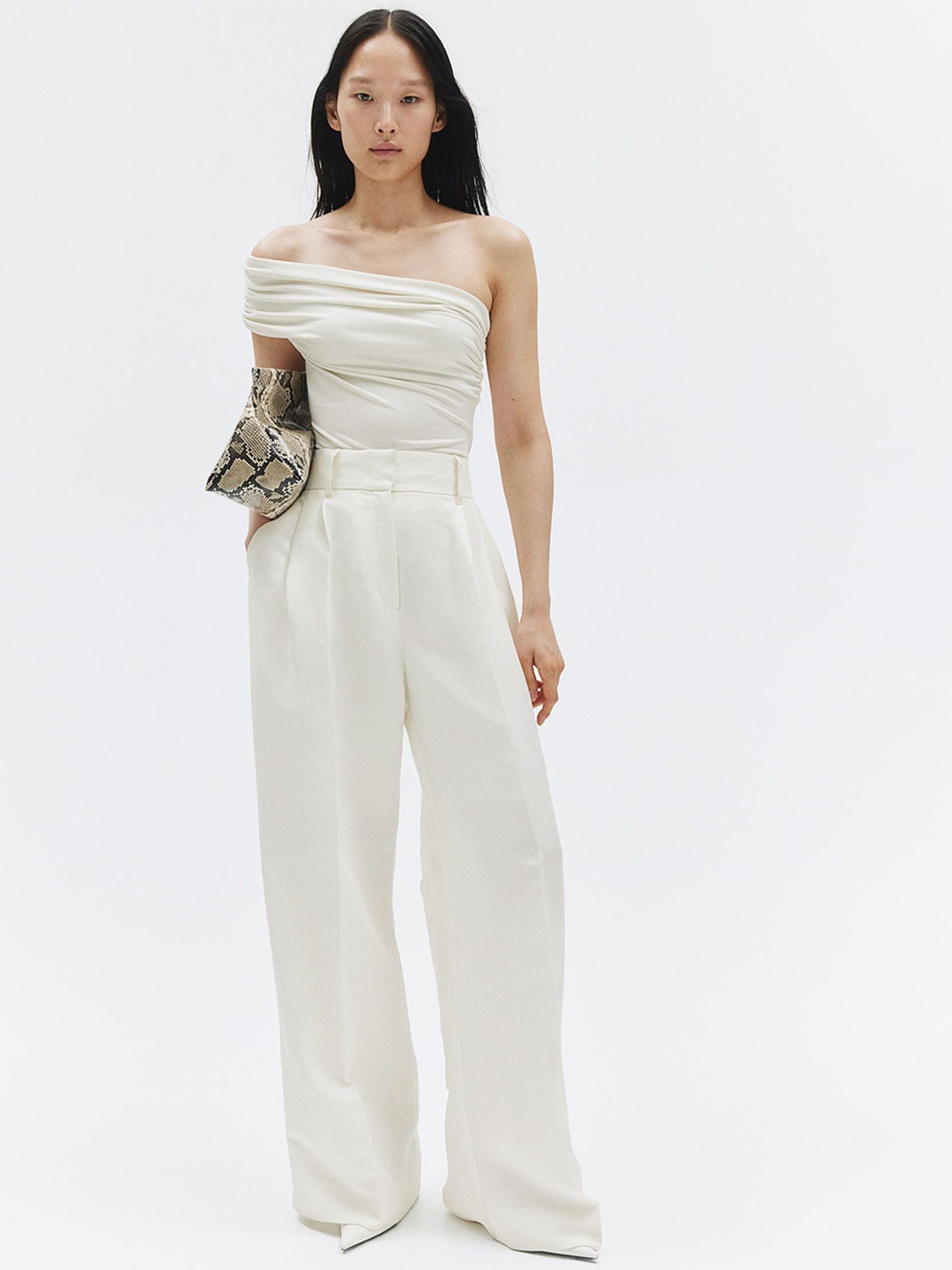 

H&M Draped One-Shoulder Body, White