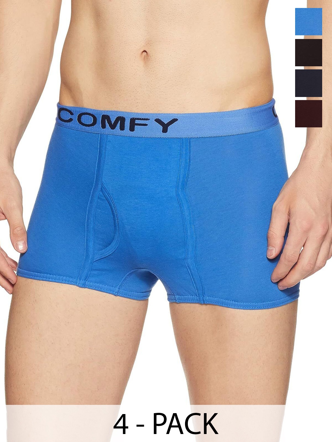 

AMUL COMFY Men Pack Of 4 Cotton Trunks - Comfy-Plain-Mini-Trunk-OE-4-110, Blue