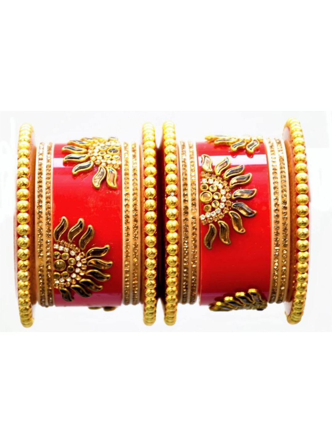 

Align Set Of 2 Gold-Plated AD-Studded & Beaded Bangle