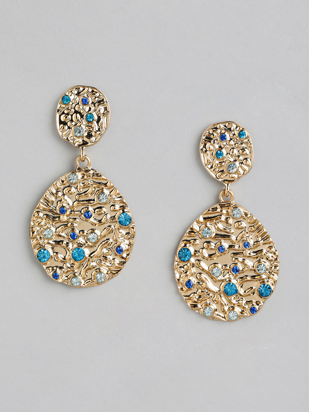 

Forever New Gold Plated Artificial Stones Studded Contemporary Drop Earrings