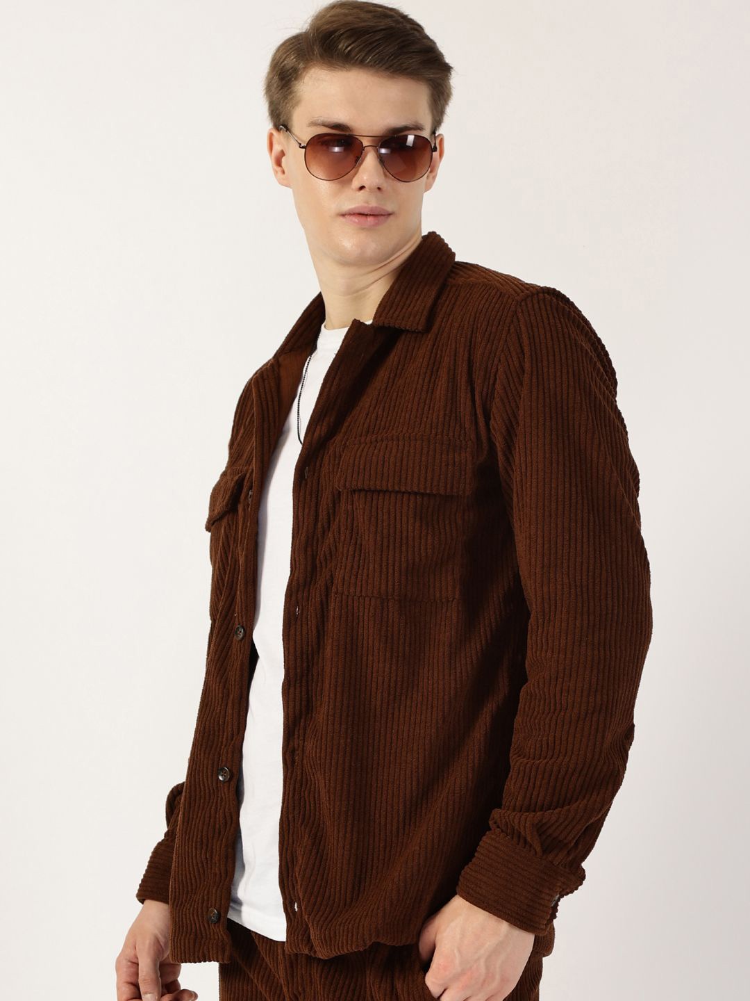 

Thomas Scott Men Premium Corduroy Casual Shirt, Brown