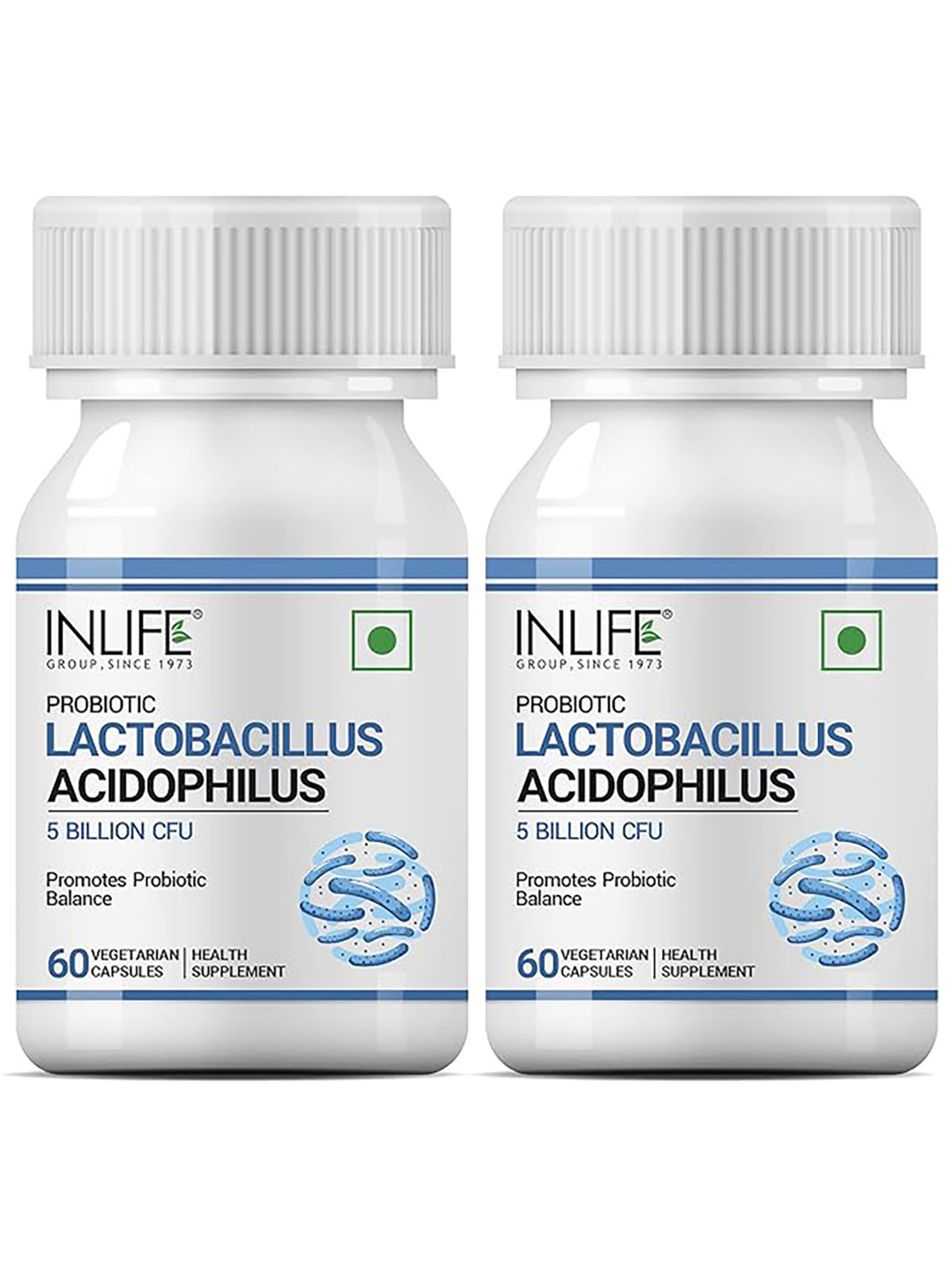 

INLIFE Set Of 2 Lactobacillus Acidophilus 5 Billion Capsules - 60 Capsules Each, White