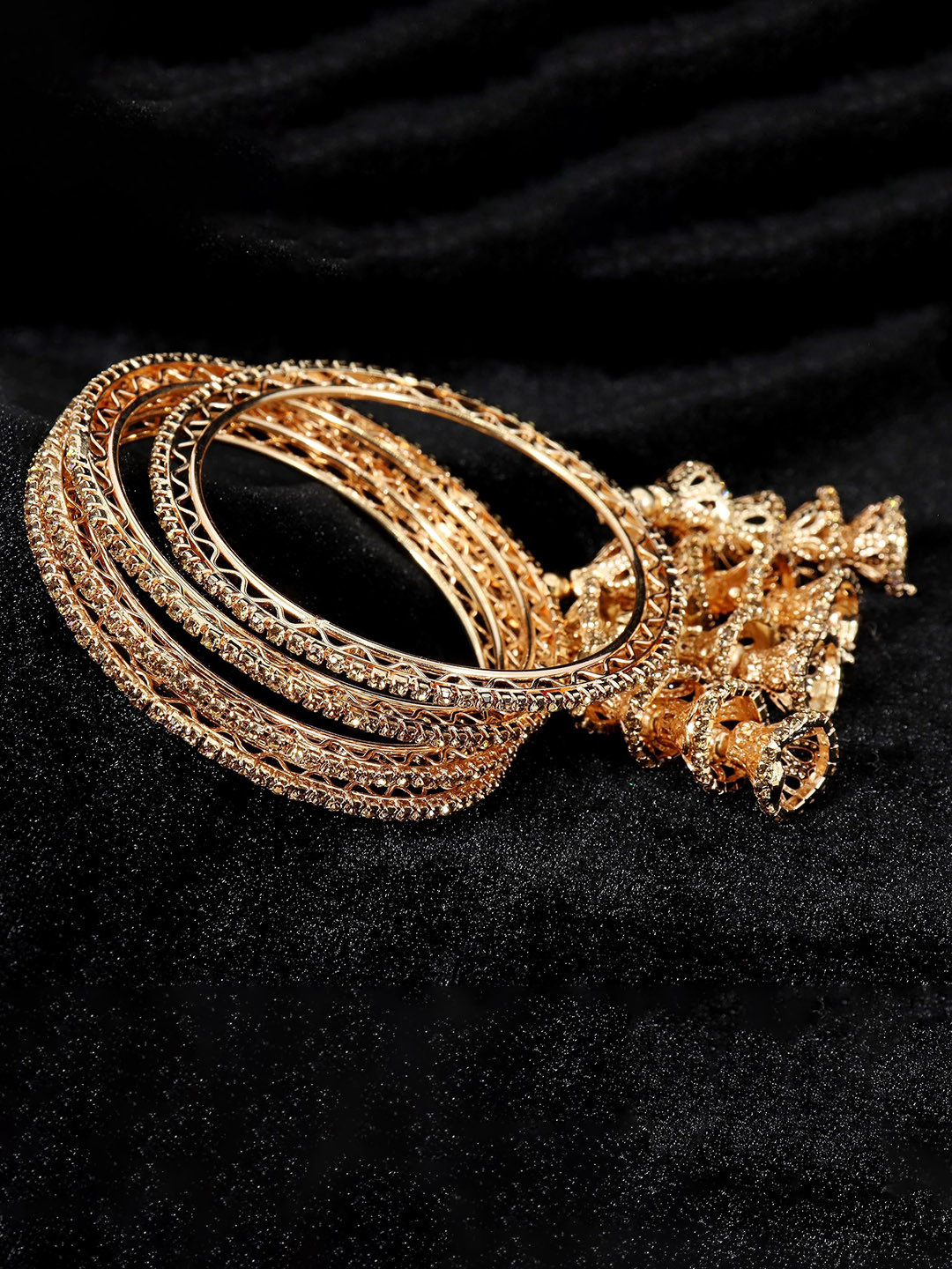 

ZULKA Set of 4 Gold Plated Bangles With Latkan, Rose gold