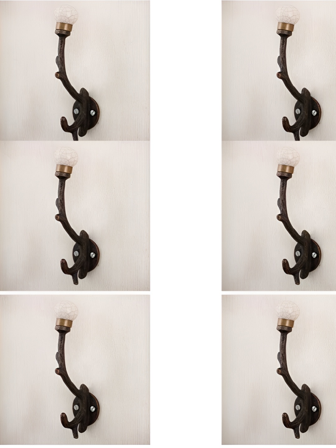 

IndianShelf Cream Coloured 6 Pieces Ceramic Tree Key Wall Hooks