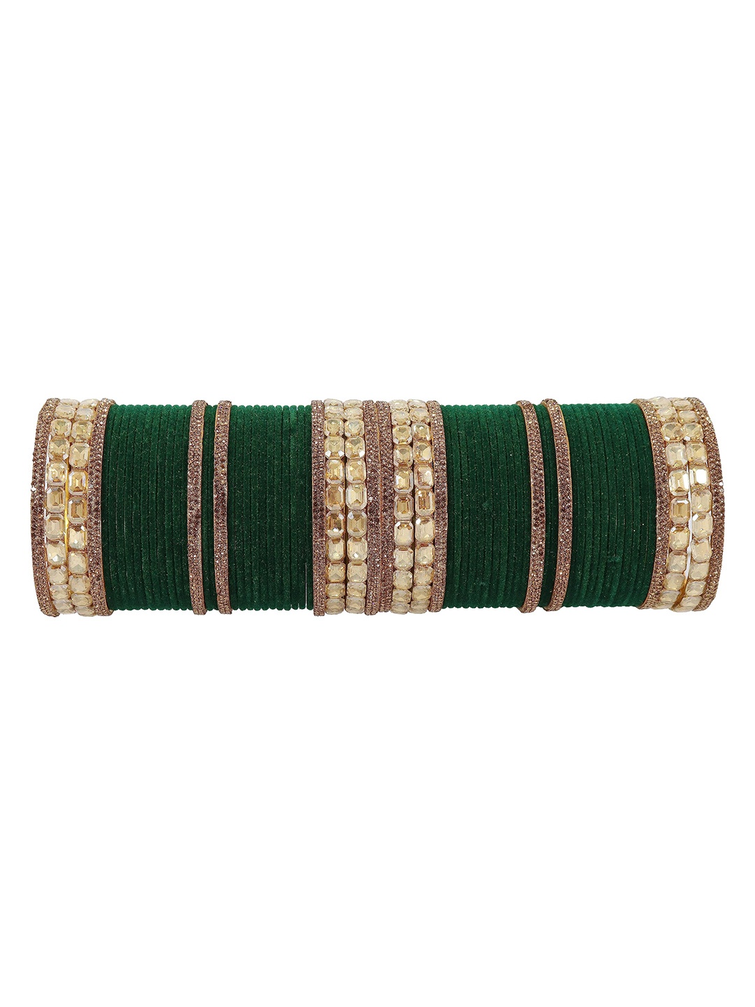 

ZULKA Set of 68 Metal Zircon Gemstone Studded Bangles, Gold