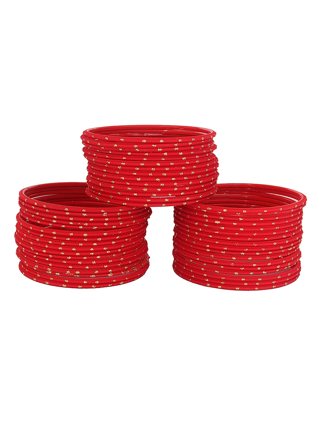 

ZULKA Set of 48 Alloy Base Polka Dots Bangles, Red