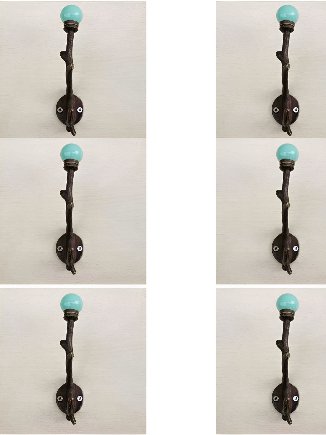 

IndianShelf Green & Black 6 Pieces Ceramic Tree Shaped Wall Hooks