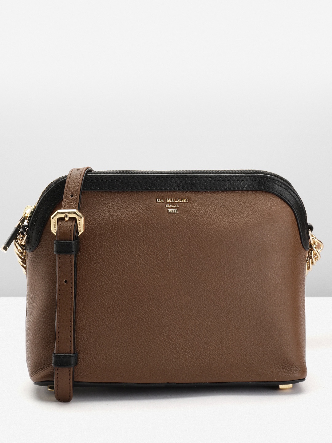 

Da Milano Leather Structured Sling Bag, Brown