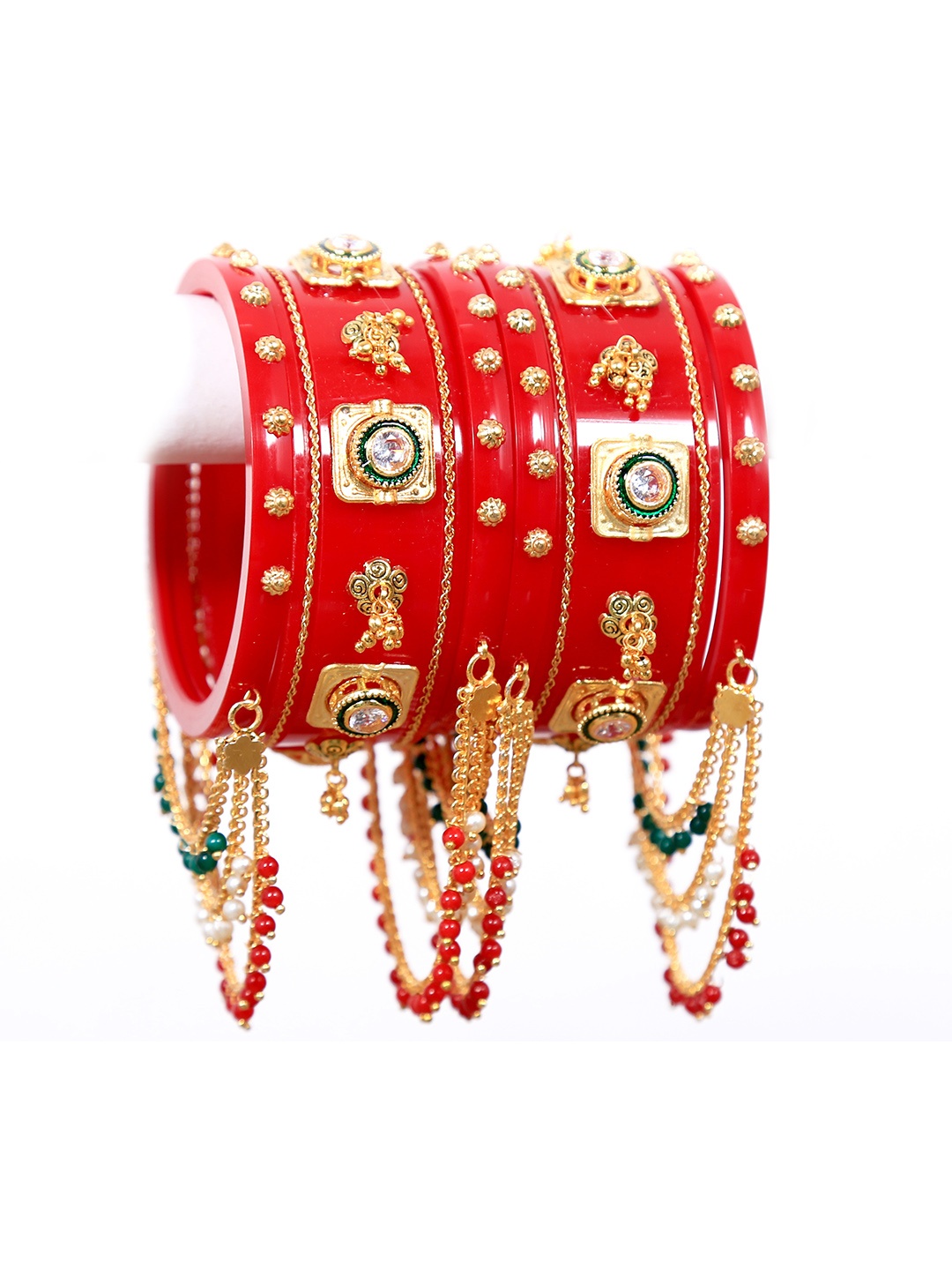 

Align Set Of 2 Gold Plated Stone Studded & Beaded Bangles