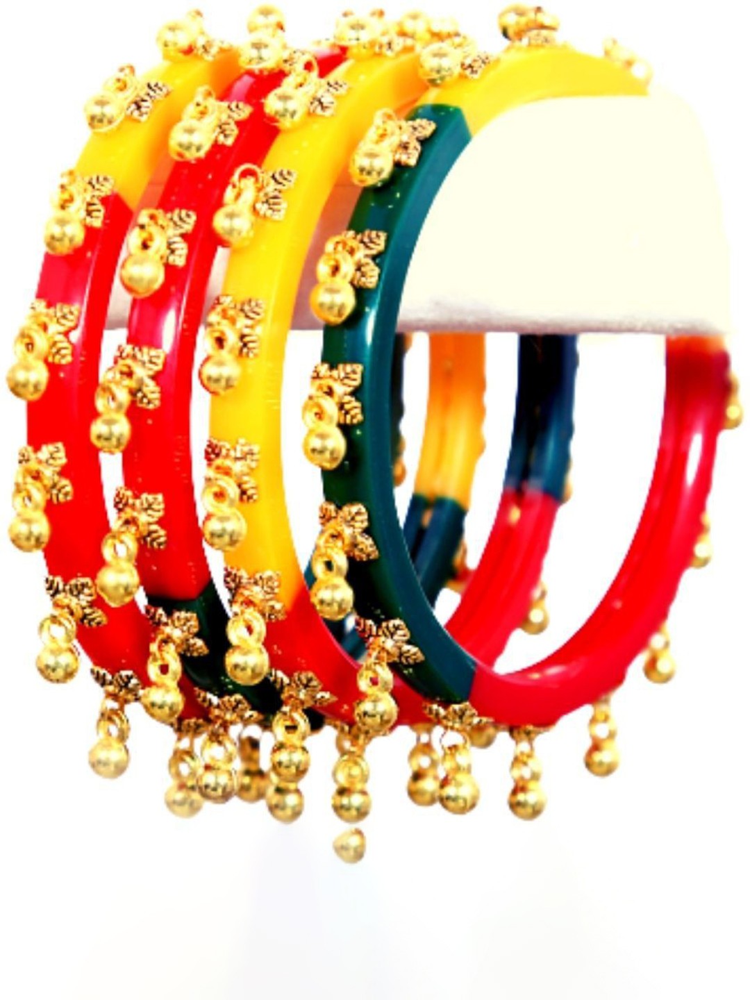 

Align Set Of 2 Gold-Plated Beads Studded Bangles
