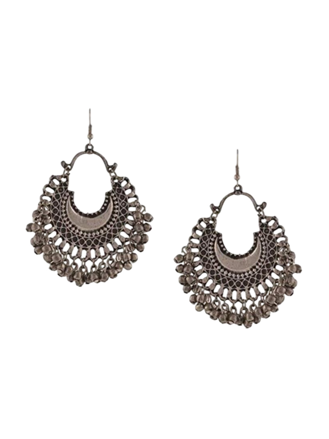 

JMBW INTERNATIONAL Set Of 2 Silver-Plated Beaded Contemporary Oxidised Drop Earrings