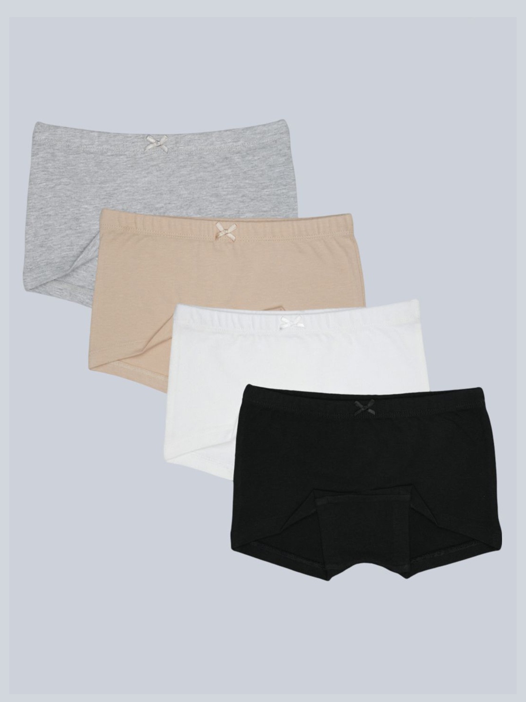 

Charm n Cherish Girls Pack Of 4 Mid-Rise Boy Shorts Cotton Briefs GWBHS1, Black