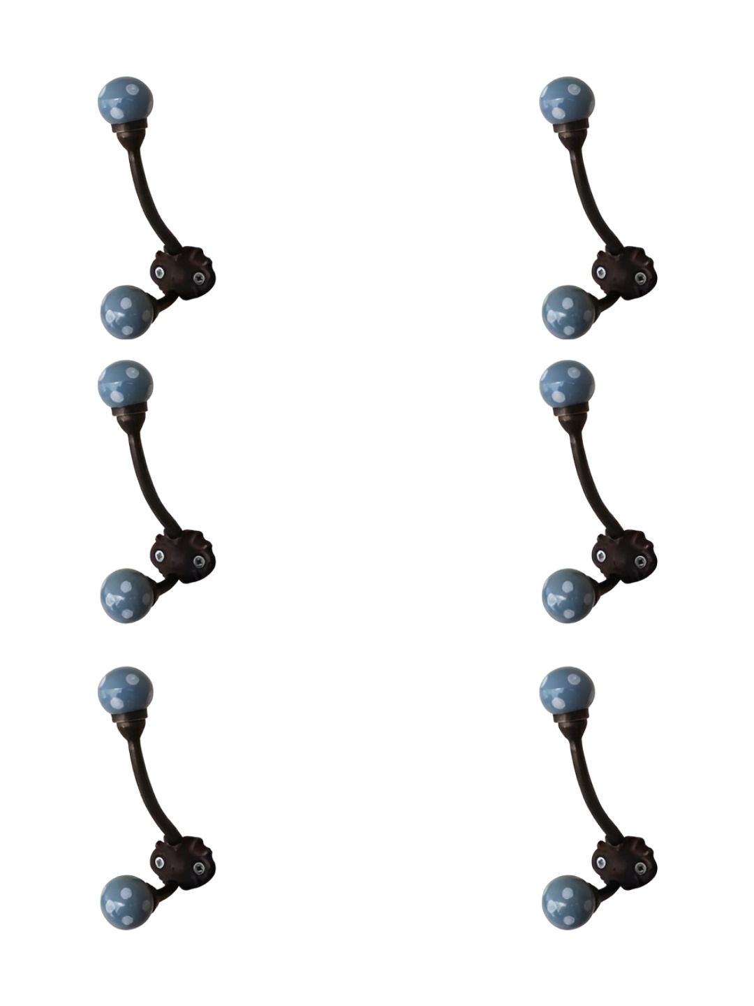 

IndianShelf Black & Blue 6 Pieces Dot Printed Ceramic Wall Hooks