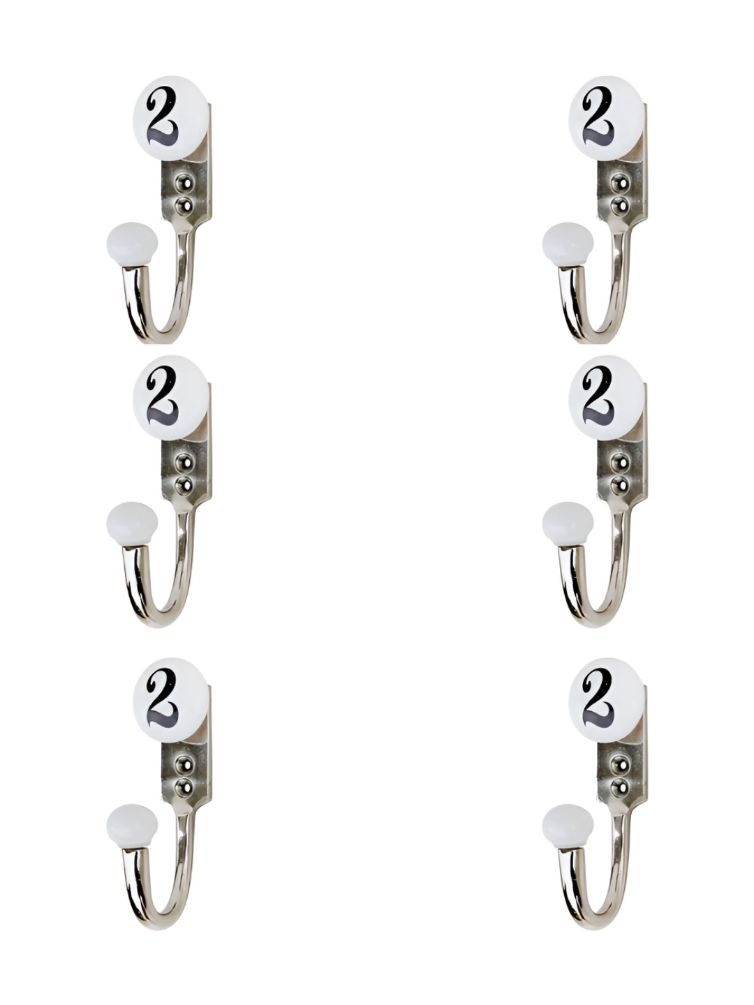 

IndianShelf White & Black 2 Letter Printed 6 Pieces Ceramic Zinc