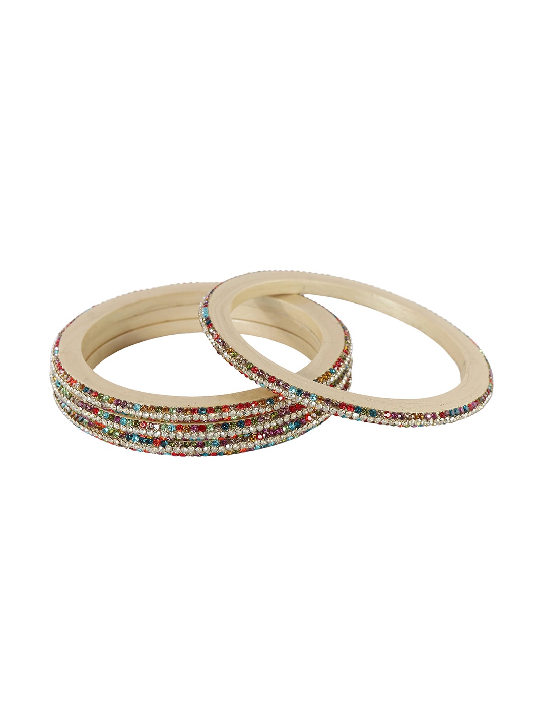 

ZULKA Set of 4 Traditional Lace Zircon Diamond Stone Bangles, Multi
