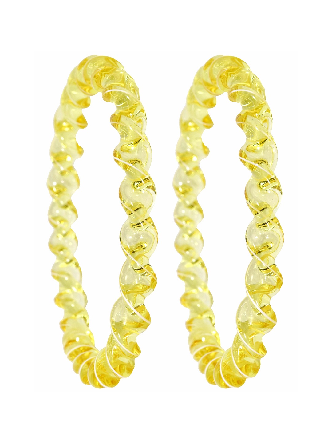 

ZULKA Set of 2 Crystal Spiral Twisted Design Crystal Glass Bangles, Yellow
