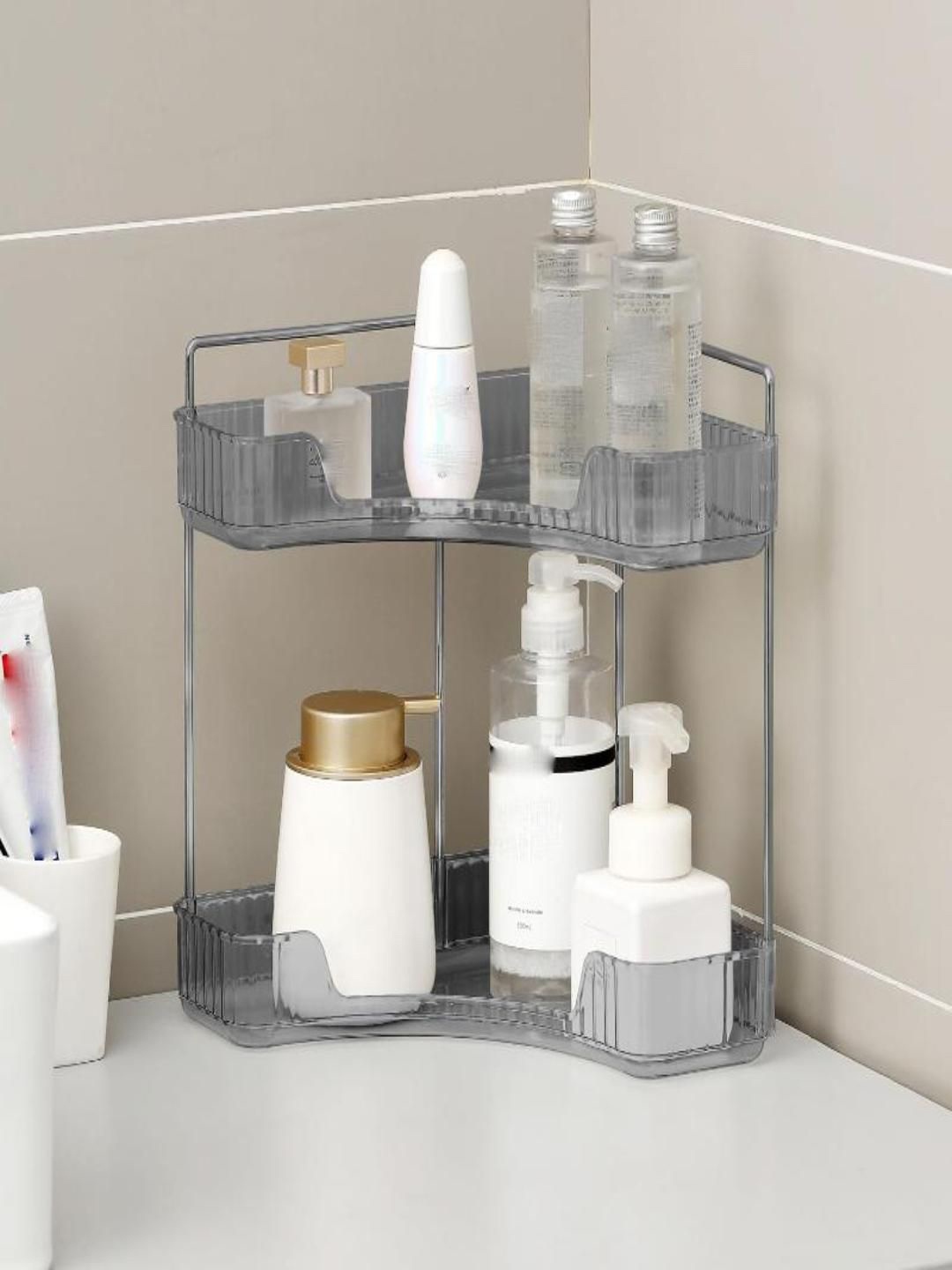 

Mason Home Grey Textured Two Tier Corner Cosmetic Storage Organisers