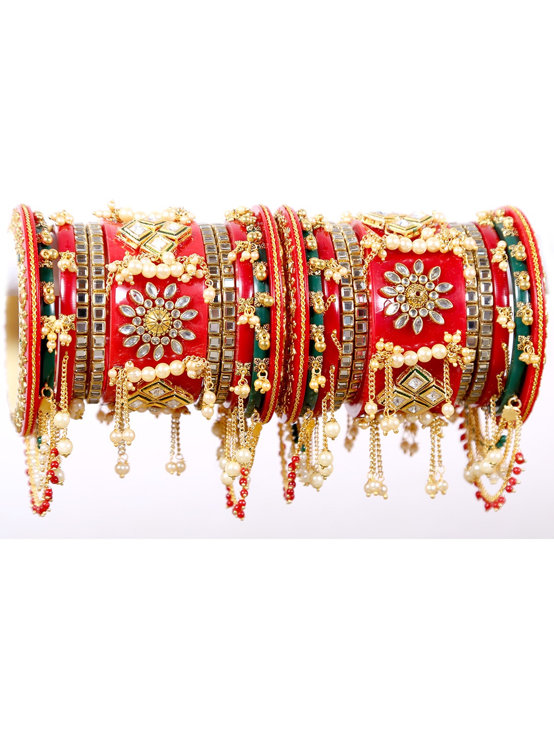 

Align Set Of 2 Gold-Plated Stones-Studded & Beaded Bangles