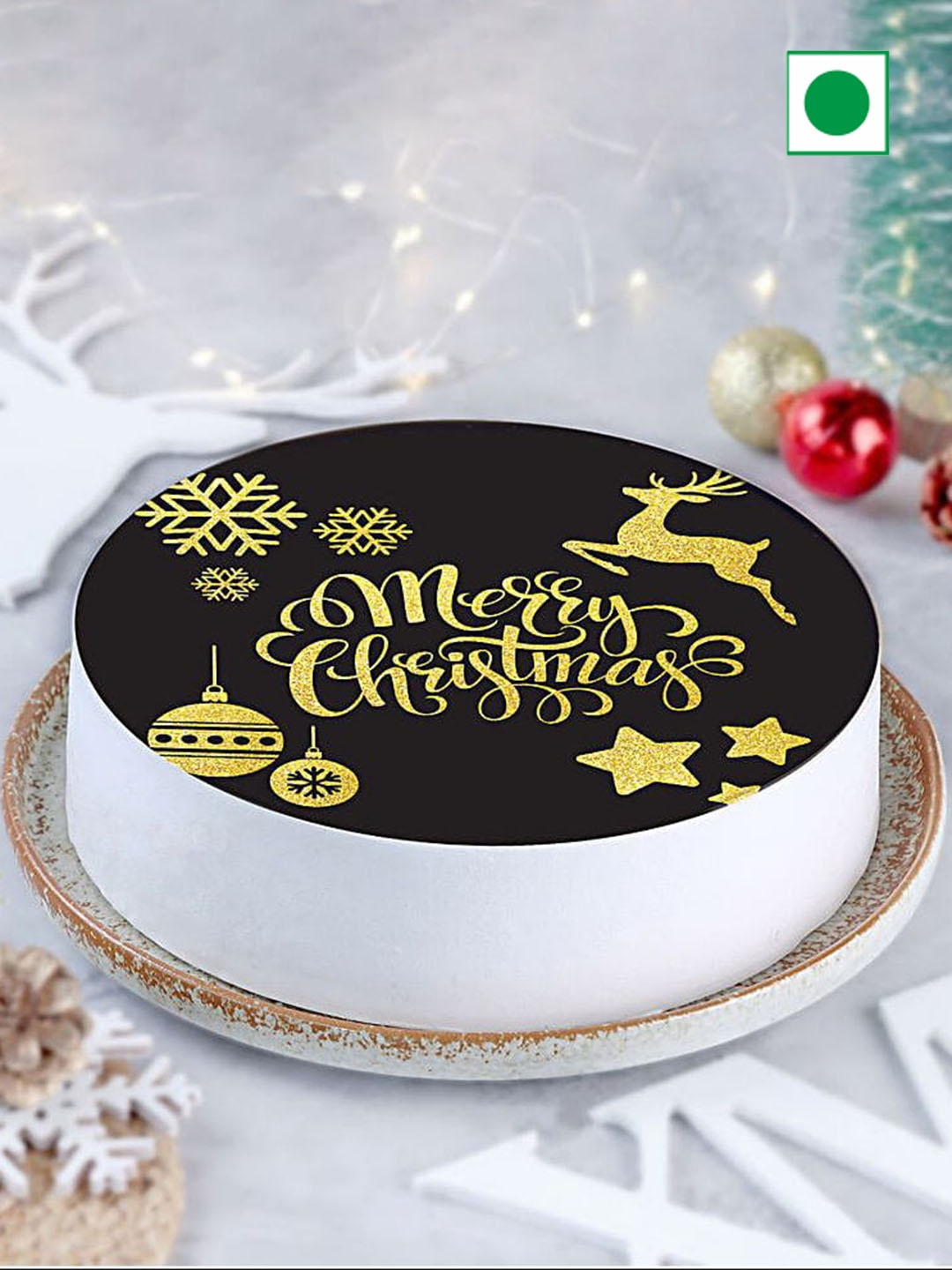 

fnp X Mas Pineapple Flavour Round Shape Cake-500gms, White