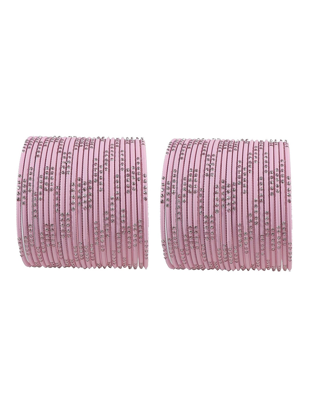 

ZULKA Set of 48 Metal with Glitter Polka Dots Bangles, Pink