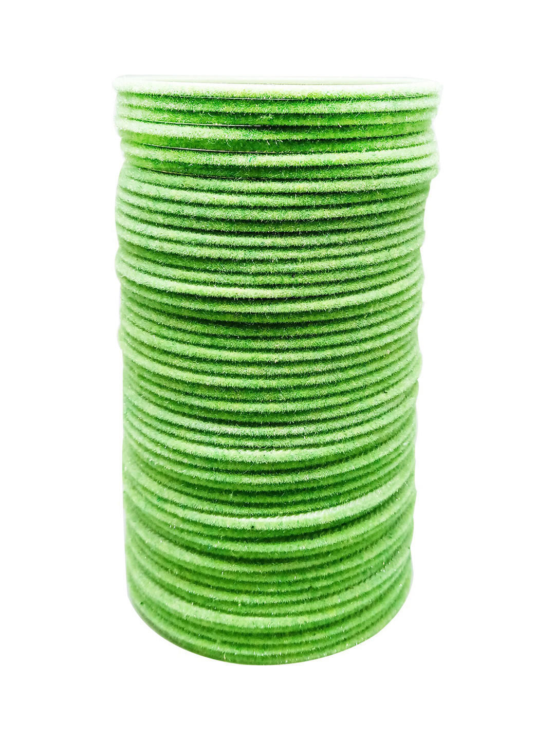

CHRISHAN Set Of 48 Velvet Bangles, Lime green